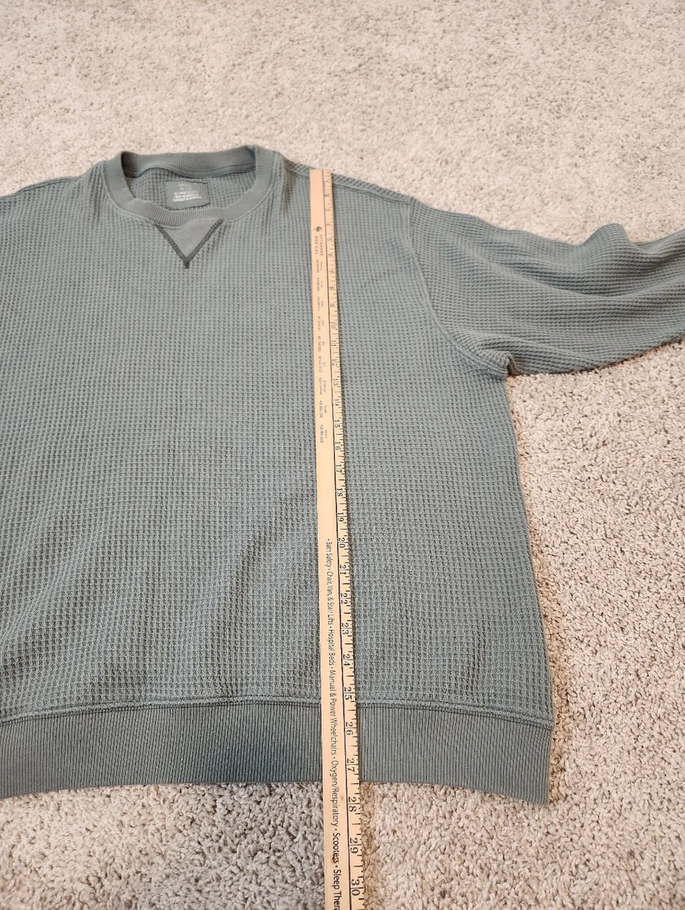 Aerie Waffle Knit Oversized Crewneck Sweater Sage Green Size XL - Picture 5 of 5